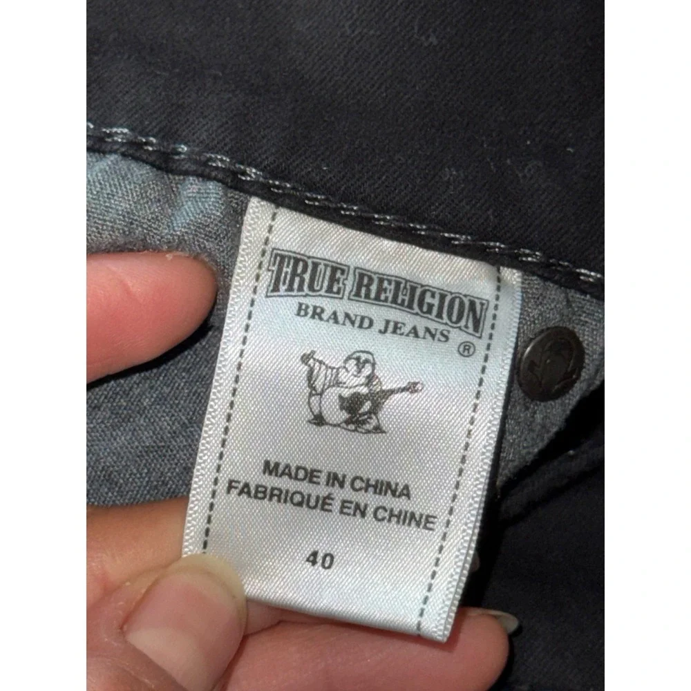 True Religion Jeans Men's Black Denim Straight Leg Stretch Sz 40